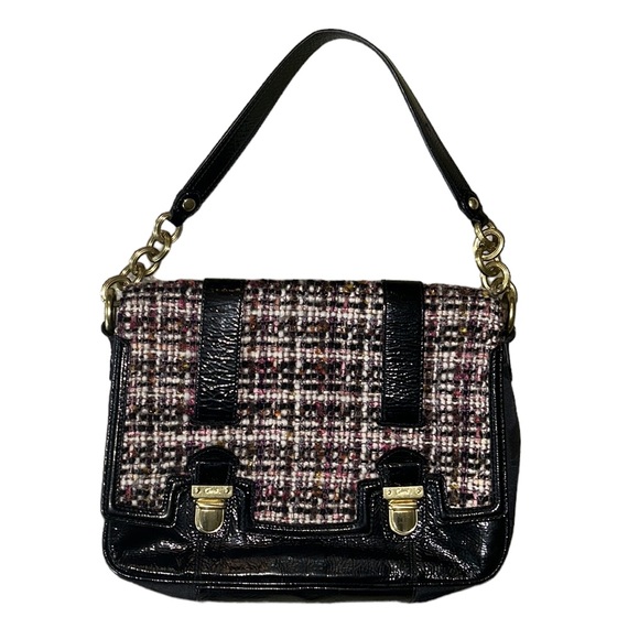 RARE COACH Poppy Tweed Black Patent Flap Shoulder Bag 17927 - Picture 16 of 16